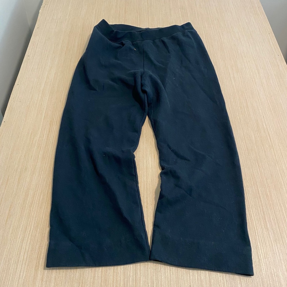 Hanes Womens Black Fleece Wide Leg Sweatpants Size Large Lounge Pants Cotton